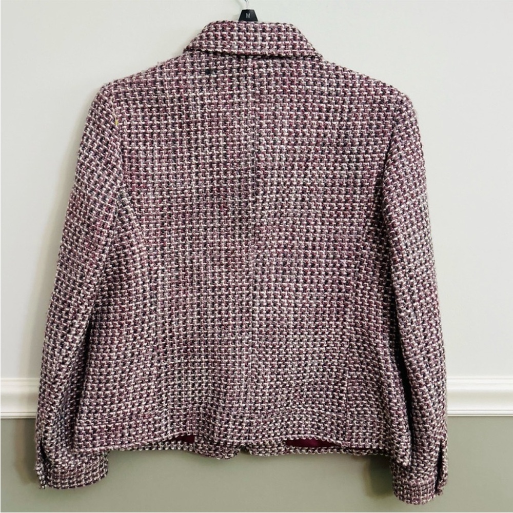 Women’s Talbots Purple Grey Tweed Button Front Wool Blend Blazer Size Petite 8 - Picture 3 of 11